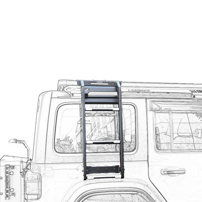 18-23 Wrangler Rubicon Jeep BLACK स्टेनलेस स्टील छत रैक सीढ़ी ऑफ रोड वाहन के लिए