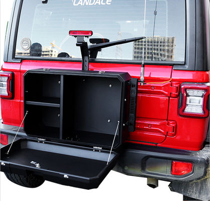 Wrangler JL ऑफ रोड एल्यूमीनियम जीप टेलगेट बाहरी भंडारण बॉक्स आकार 700x450x317 मिमी